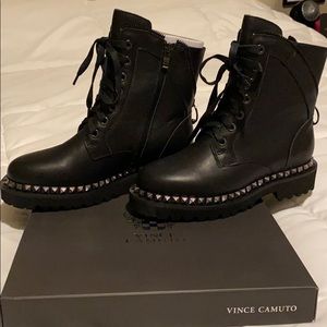 Vince Camuto Levonia black combat boots